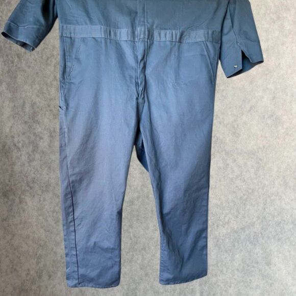 Red Kap Snap Front Cotton Work Coverall Mens Size 56 R Blue Long Sleeve Uniform - Picture 2 of 14